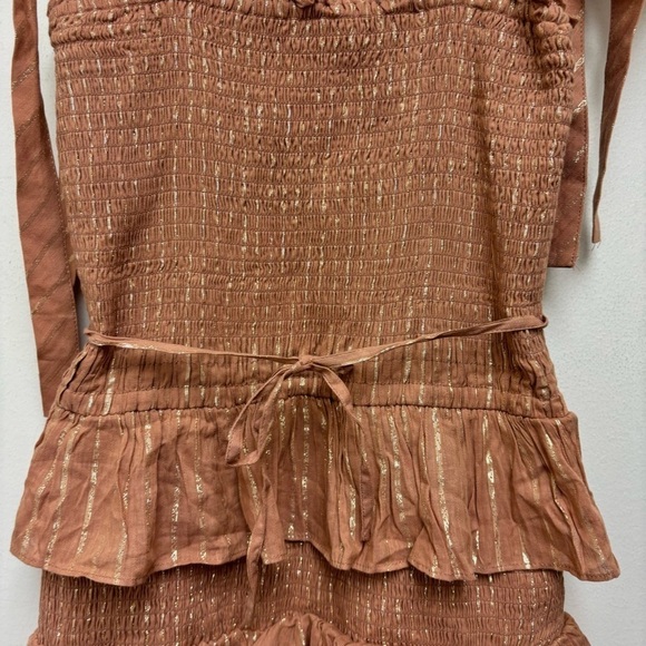 House of Harlow 1960 Corinne Tan Smocked Mini Dress - Picture 7 of 13